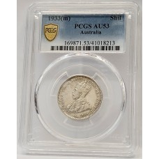 AUSTRALIA 1933 . ONE 1 SHILLING . PCGS AU53